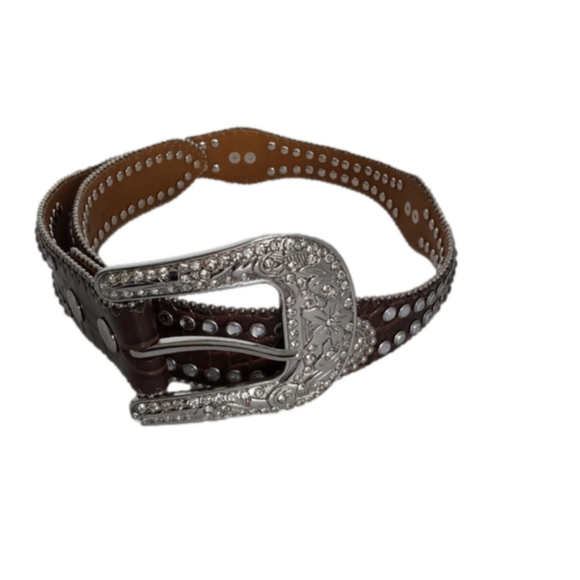 Nocona Rhinestone Leather Belt Size 24 - Picture 9 of 12